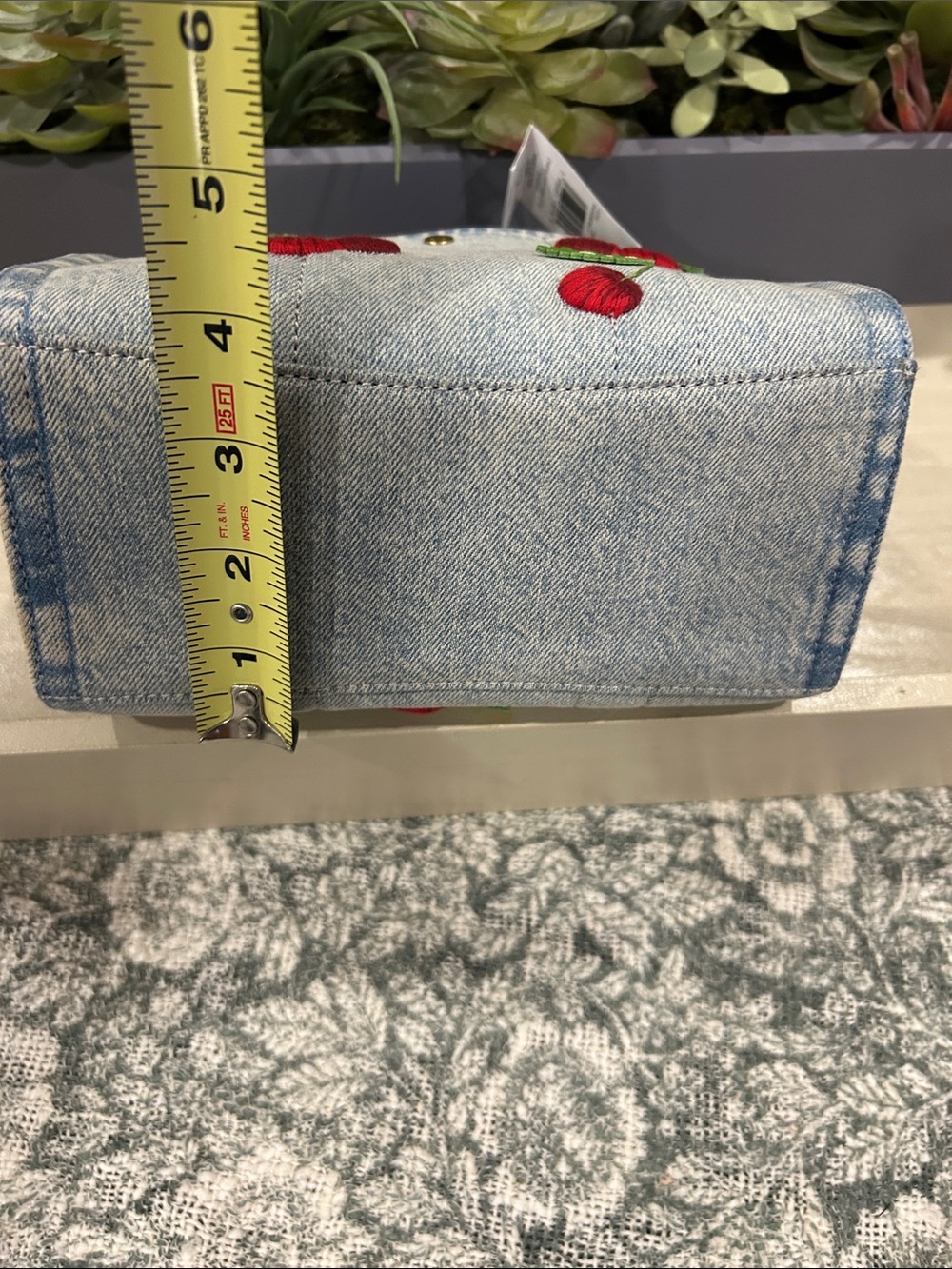 Small Coach New York Denim Cherry Tote Bag - Light Blue/Red - Picture 6 of 6